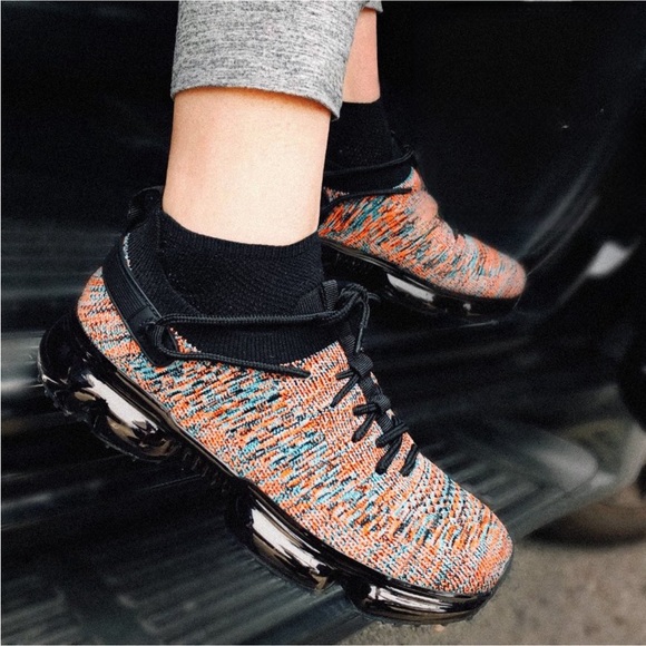 Shoes - Multi- Black Slip-On Lace-Up Stretch Knit Sneakers